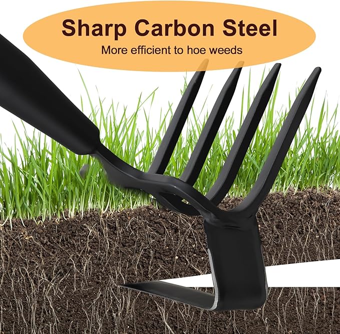Garden Hoe for Weeding, Heavy Duty Hoe Garden Tool, 62" Long Handle Stirrup Hoe Cultivator, 2 in 1 Action Scuffle Hula Push Pull Hoe Manual Weeder for Gardening Landscaping Loosening Soil