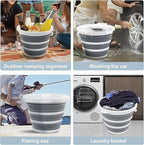2 Pack Collapsible Bucket, 2.6 Gallon (10L) - Foldable Mop Bucket for House Cleaning, Car Washing, Camping - Portable Water Pail for Outdoor, RV, Travel (Grey, Round)