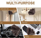 Extendable 81.9 Inch Ostrich Feather Duster with Extension Used for Home Cleaning Ceilings Furniture Fans Washable（1.8M Telescopic Rod,Grey）
