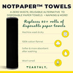 Reusable Paper Towels - 10 PACK - Roll of Washable Cotton Cloth Paper Towels - Paperless Reusable Napkins Cloth Washable - Absorbent + Long Lasting - Zero Waste Products - (Black Tie)