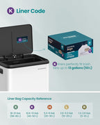 SONGMICS Trash Bags for 13-Gallon (50 L) Trash Cans, Drawstring Kitchen Garbage Bags, Pre-Separated, Quick-Dispense Box, Liner Code K, 2 Rolls, 80 Count, White UKRB051A02