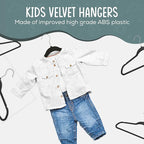 TechZoo 50 Premium Kids Velvet Hangers - 14" Non-Slip Clothes Hangers for Kids & Preteens - Ultra Slim, Space-Saving, Strong & Durable Hangers with 360° Swivel Hook - Black