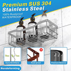 EUDELE Shower Caddy 2 Pack, Adhesive Shower Organizer for Home Decor & Kitchen Storage, No Drilling, Rustproof Stainless Steel Bathroom Shelf Organizer