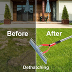 Thatch Rake, 15-Inch Wide dethatcher rake for Cleaning Dead Grass, Adjustable Dead Grass rake for Yard Lawn,thatch rakes for lawns with Stainless Steel Handle, Yard dethatcher rakes, 70-Inch Length.