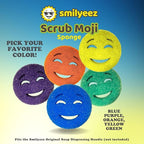 The Original Scrub Moji Scrubbing Sponge by Smilyeez (Set of 3) - Blue - Temperature-Responsive Polymer Foam, Stain and Odor Resistant, Ideal for Kitchen and Bathroom Cleaning