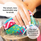 Skoy Scrub, 4-Pack Reusable, Non-Scratching Dish Scrubber for Kitchen and Household Cleaning, Planet-Friendly, Dishwasher Safe Soft Scrub, Monochromatic Colors
