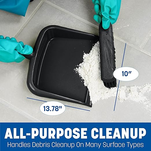 SPARTA Large Handheld Dustpan with Hanging Hole, Heavy-Duty Plastic Dustpan with Wide Lip for Countertops and Surfaces, Plastic, 10 Inches, Black