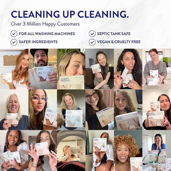 The Clean People Fabric Softener Sheets - Dryer Sheets - Softens & Removes Static Cling - Vegan Laundry Softener, Essential Oils - Fragrance Free 360 Pack