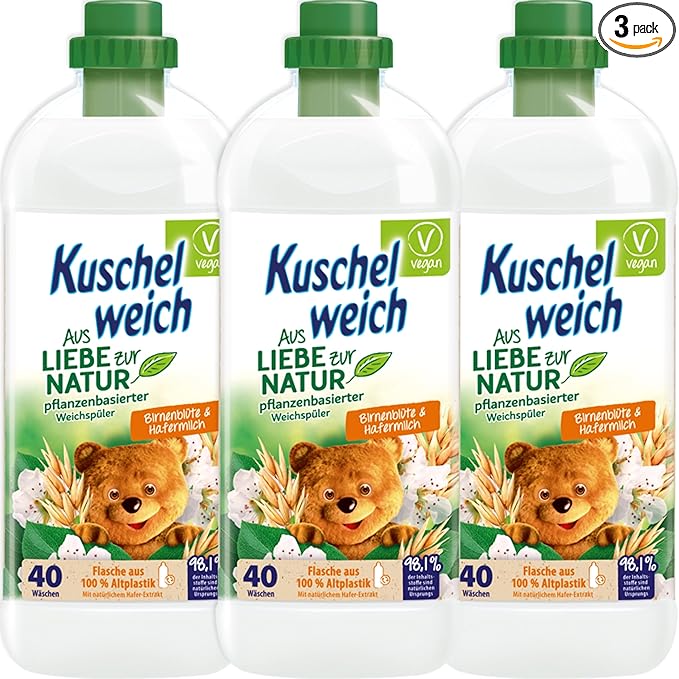 Love to Nature Fabric Softener - Pear Blossom & Oat Milk - 3x1L (101.44 oz) - Made in Germany