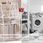 Herture Laundry Basket, 3 Section Laundry Hamper with 4 Tiers Shelf, Pull-Out and Removable Laundry Bags, Large 3 x 15.87 Gallons, for Laundry Room Bathroom White PF05XLW