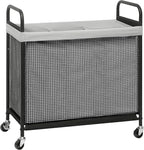 STORAGE MANIAC Rolling Laundry Hamper with Wheels 3-Section Laundry Sorter Rolling Laundrys Basket on Wheels with Removable Bag Clothes Hamper Laundrys Organizer Cart Bathroom Bedroom 120L Grey