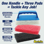 STAR BRITE Scrub Pad Kit - 3 Different Textured Scouring Pads & Interchangeable Handle (040023PW)
