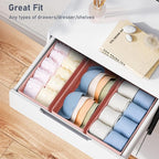 DIMJ Drawer Organizer - Clothes Storage Set of 3, Pink: Sock, Underwear, Bra, Tie, Belt Dividers