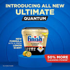 Finish Ultimate Quantum Dishwasher Pods, New & Improved Formula, Dishwasher Detergent Dish Soap, Removes Burnt-On & Dried-On Stain, Degreasing & Scrubbing Power, Lemon Scent, 38 Count