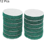 HARFINGTON 12pcs Scrubber Scouring Pads 180 Grits 3 Inch Drill Power Brush Hoop and Loop Surface Conditioning Disc Drill Scuffing Disc Scrub Pads for Home Kitchen Cleaning, Green