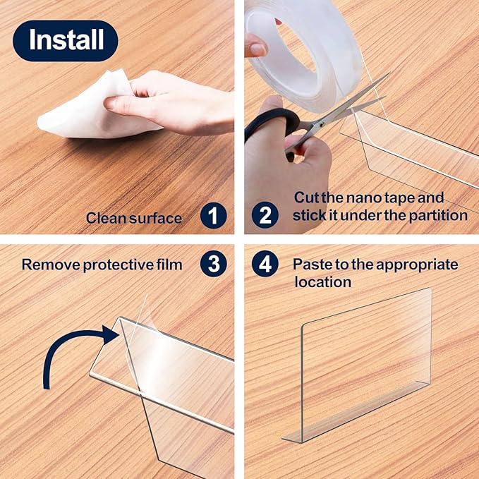 Acrylic Shelf Dividers For Closet Organization，Sweater Organizer For Closet - 10pack 8” Tall Clear Plastic Shelf Dividers For Closets Shelves Cabinets