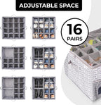 ALCOVA Shoe Organizer for Closet, 3 Pack Shoe Storage Box with Clear Cover, Foldable Shoe Storage Box, Fits up to 48 Pairs, Gray