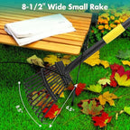 Rake, 73 Inch Long, 11 Tines Small Metal Garden Rake for Leaves, Heavy Duty 9 Inch Wide Rakes for Lawns, Yard Leaf Rakes for Gardening , Flower Beds, Shrub, Kids