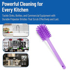 SPARTA Large Water Bottle Brush Ideal for Wide-Mouth Jars, Bottles and Tumblers, Dishwashing Tool with Handle for Home and Commercial Kitchens, Plastic, 16 Inches, Purple