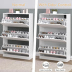 BORNOON Shoe Cabinet with Odor Control and Back Panels, Deodorizing Slim 3-Flip Shoe Storage Cabinet for Entryway, Freestanding Hidden Shoe Rack Organizer for Entrance, Hallway, Bedroom