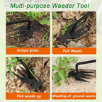 Weed Puller Tool Garden Uprooting Weeding Tool,2025 New Portable Garden Weeding Tool,15.7in Weeder Tool, 4 Teeth Weeding Artifact Uprooting Weeding Tool (Silver)