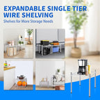 YSSOA 1-Tier Shelving Unit, 15" W x 13.8" D x 15" H Wire Metal Stackable Storage, Chrome