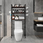 Over The Toilet Storage Rack 3 Tier Bathroom Organizer Shelf Over Toilet Freestanding Space Saver Toilet Stands with 10 Hooks Multifunctional (BlackOak)
