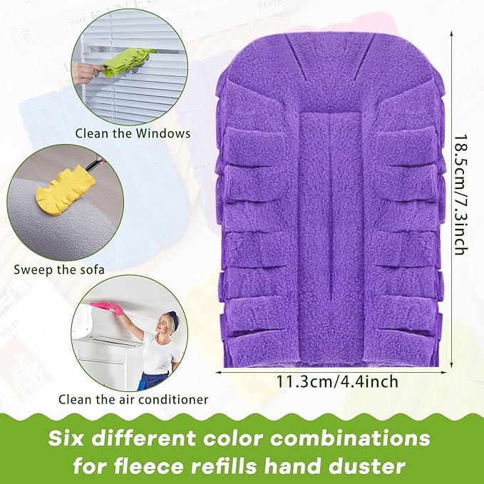 Zubebe 12 Pcs Duster Refill Reusable Fleece Duster Refills Feather Flat Dusters Multi Surface Washable Cleaning Pads Tools for Home, Blinds, Car, Pet, Furniture, Fans (Dark Color)