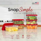 IRIS USA 12 PC Plastic Food Storage Containers With Lids | 6 Meal Prep Containers & 6 Lids| Leftovers Potluck Office Lunch Salad Snack Fruit, Microwave Dishwasher Freezer Safe, BPA Free, Clear/Red