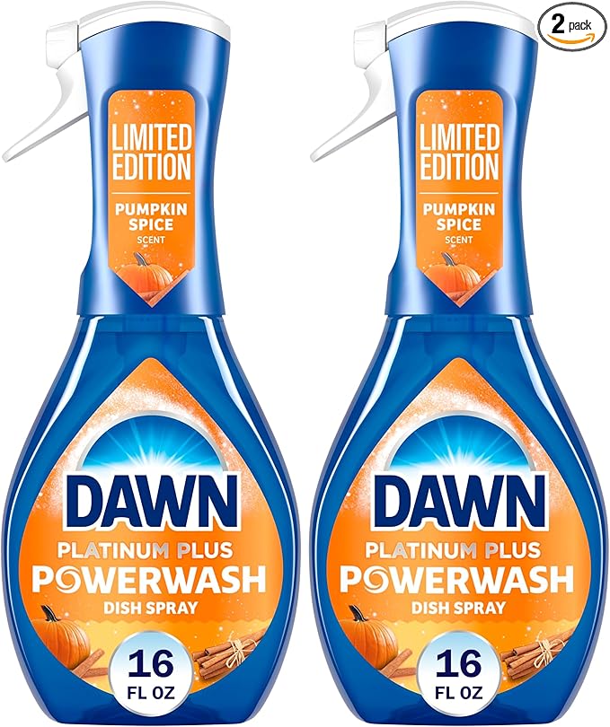 Dawn Powerwash Spray,Dish Soap,Dishwashing Liquid,Pumpkin Spice,1 Starter Kit,16 Fl Oz,(Pack of 2)