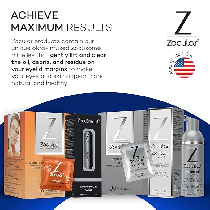 Zocular - ZocuZap Acne Face Wipes - Moisturizing Face Cleansing Wipes for Acne, Makeup Removal, and Exfoliation with Natural Okra Complex for Sensitive, Rosacea Skin - 30/ct