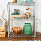 Honey-Can-Do 3-Tier Heavy-Duty Adjustable Shelves, Metal Storage Rack with 250-lb Shelf Capacity, Chrome, 14" W x 24" L x 30" H