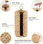 Wicker Toilet Paper Storage Stand with Lid, Toilet Paper Holder for Up to 3 Mega Rolls, Water Hyacinth Toilet Paper Basket Bathroom Accessories Organizer