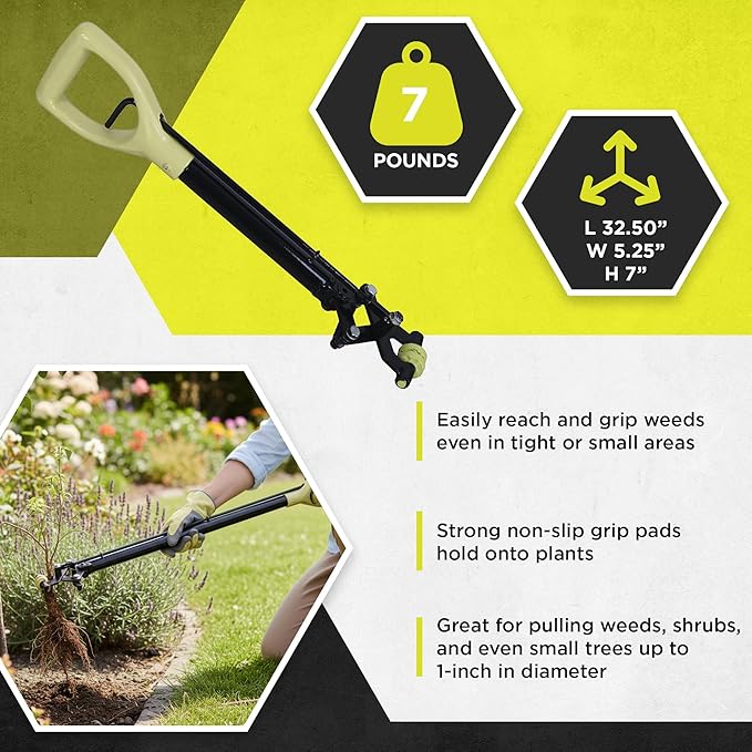 Brush Grubber BG-14 Handy Grubber Xtended Reach Grabber Claw with Large D Grip Handle and Non Slip Pads on Teeth for Gripping Weeds, Shrubs, and Trees