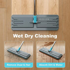 JOYMOOP Mop and Bucket Set with Wringer, with 5 Reusable Microfiber Mop Pads, Mops for Floor Cleaning and Wall Cleaning, Hands-Free Flat Mop for Home Use - Grey+Cyan Blue