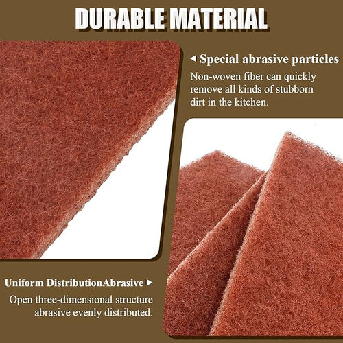 12pcs Red Scouring Pads, Heavy Duty Scour Pads Multipurpose Scour Pad Reusable Scrubbing Pads with Anti Grease Technology for Kitchen Scrubber Sink Dish Cleaning Metal Grills