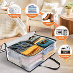 TasticTotes 6 Pack Clear Storage Bags for Comforter, Clothes & Bedding, Plastic Blanket Storage with Zipper and Handle, Moving Bags, Closet Organizer and Under-Bed Storage (90L)