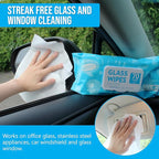 Air Jungles Glass and Window Cleaner Wipes 70 Count (Pack of 3), Extra Large 8" x 10" Size Multi-Surface Glass Cleaning Wipes for Car Windshield, Headlight, Mirror, Tile, and Household Appliance