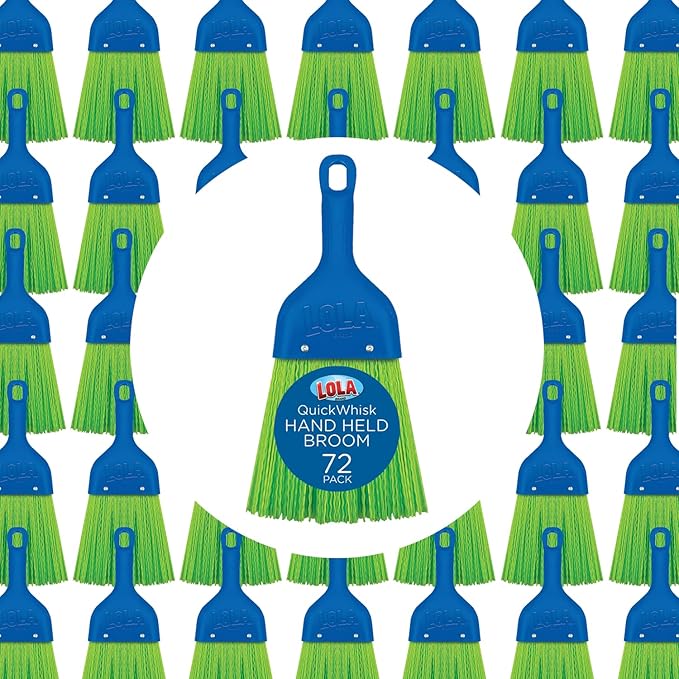 LOLA Whisk Broom, Hand Brush, 72 Pack Durable Bristles, Whisks Away Dirt & Debris, Compact, Hang Hole for Easy Storage, Indoor/Outdoor