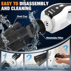 Handheld Vacuum Cordless, Ultra-Strong Suction Car Vacuum Portable Cordless, Rechargeable Hand Held Car Vacuum Cleaner High Power with Multi-Nozzles & Washable Filter for Car, Home, Pets, White&Black