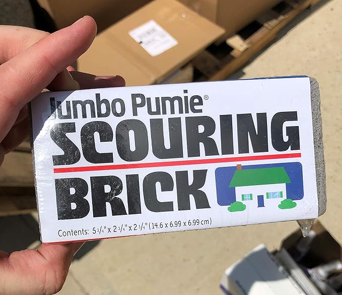 US Pumice JPS-12 Jumbo Pumie Scouring Brick, For Large Surface Cleaning, Removes Lime, Scale, Rust, Calcium - Pool Pumice Stone Tile Cleaner, Barbecue Cleaning Stone, Hand Safe, Pack of 12