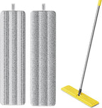 JOYMOOP 17.7-Inch Microfiber Flat Mop Replacement Pads – Washable Reusable Grey & Stripe, Pack of 2 Wet & Dry Refill for JOYMOOP Flat Mop & Mop Bucket Set