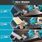 SEESII Reciprocating Saw Cordless, Variable Speed 3500 RPM Brushless Motor with 6 Saw Blades, 2 x 4.0Ah Batteries, LED Light, Tool‑Free Blade Change, Portable for Wood PVC Cutting