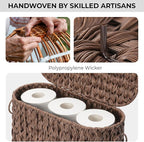 GRANNY SAYS Toilet Paper Storage Basket with Lid, Woven Toilet Paper Holder, Waterproof Bathroom Organizers and Storage, Wicker Basket for Bathroom Storage, Brown