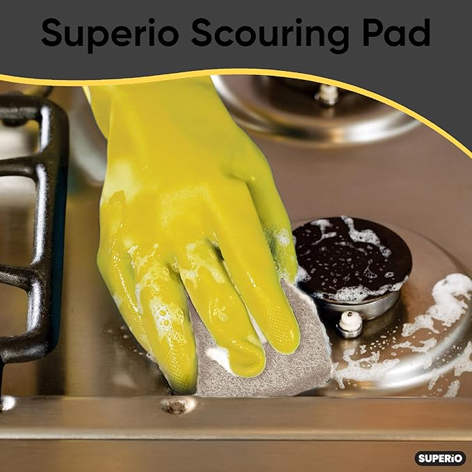 Superio Scouring Pad Pack of 12 - Non-Scratching Natural Sisal Cleaning Scrub Pads, Eco-Friendly Resuable Kitchen Scrubbing Pads