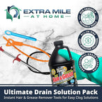 Ultimate Drain Solution Instant Power Hair & Grease Drain Cleaner Opener 2L Bundle with Drain Snake Hair Drain Clog Remover, and Protective Gloves