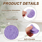 uxcell 20Pcs Cellulose Sponges, Round Kitchen Clean Sponges Non-Scratch Compressed Dish Scrubber for Kitchen Household Cookware Bathroom Cleaning & DIY, Purple