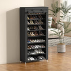 Calmootey 9 Tier Shoe Rack Organizer,Portable Shoe Shelf with Nonwoven Fabric Cover for Closet Hallway,Bedroom,Entryway,31.50x11.81x62.99inches,Grey