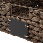 Casafield Set of 4 Water Hyacinth Pantry Baskets, 10" x 13" x 5", with Chalkboard Labels and Chalk Marker - Espresso, Woven Storage Bin Organizers for Kitchen Shelves