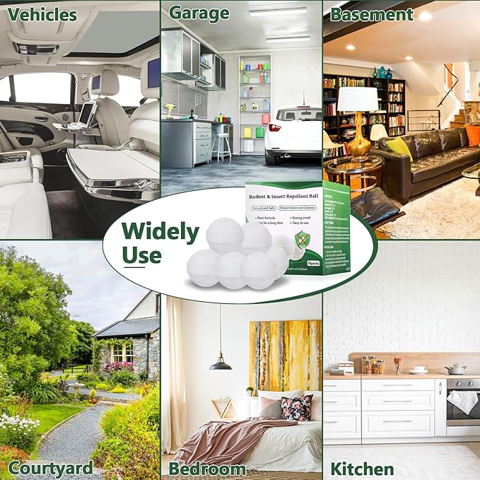 Mouse and Mice Repellent Indoor Outdoor, 10 Packs Moth Balls, Peppermint Balls for Rodent, Long-Lasting Squirrel Repellent, Safe for Human & Pets, Suitable for Home Storage Garage Car RV